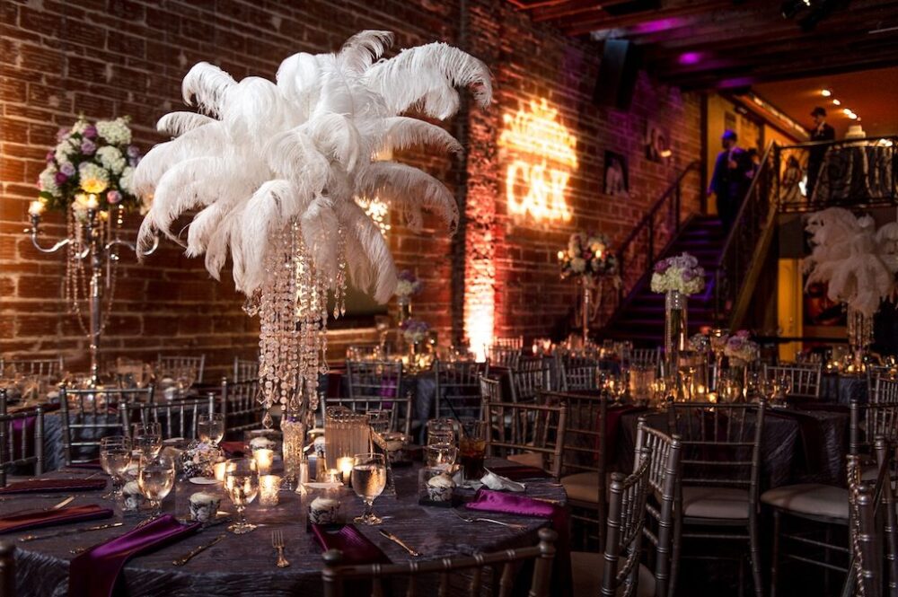1920's Vintage Feather Centerpiece at NOVA 535 Wedding Venue