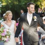 Bride and Groom Walking down Aisle, Celebrating