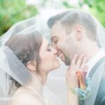 Bride and Groom Wedding Portrait with Veil | Downtown St. Pete Wedding Venue NOVA 535 Event Space Bamboo Garden