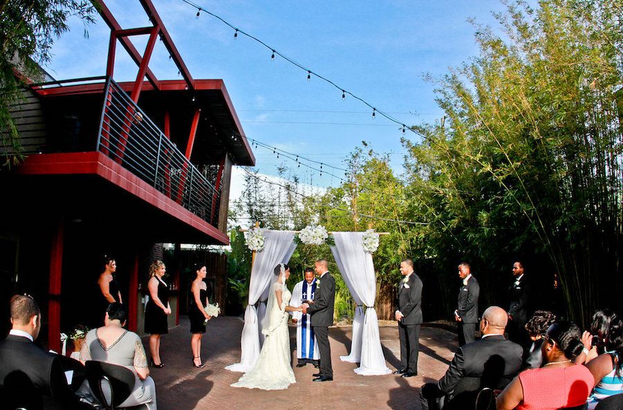 Outdoor Wedding Ceremony in Bamboo Garden | Outdoor downtown St. Petersburg wedding Venue NOVA 535