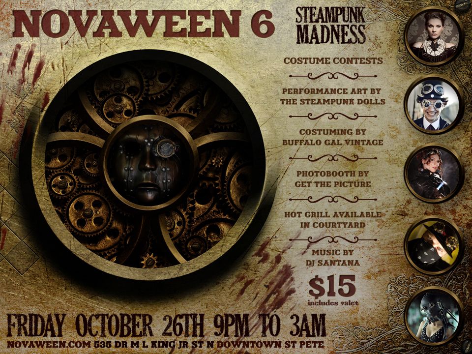 A decade of tricks and treats in St. Pete - Novaween 6 October 26 2012 Steampunk Madness flyer