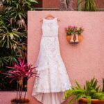 Eddy K Illusion Neckline Belted Lace Wedding Dress | Whimsical Dusty Purple Wedding at Downtown St Pete Historic Venue NOVA 535