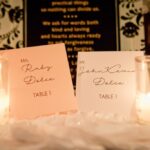 Elegant Black and White St Pete Wedding Reception with Stylish Printed Table Numbers with Votive Candles | Unique Downtown St Pete Wedding Venue NOVA 535