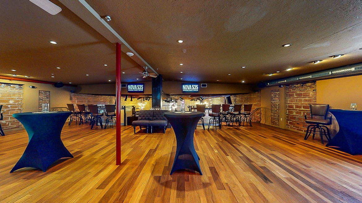 Gorgeous, Spacious upstairs VIP lounge, looking towards main gallery, here at St. Pete, Florida venue NOVA 535