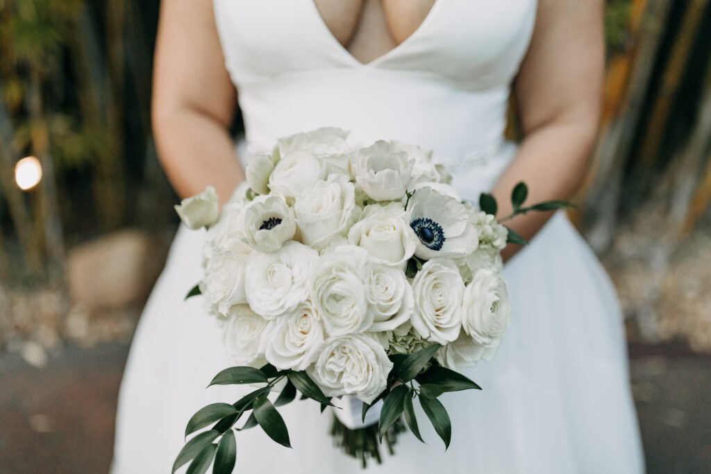 Monochromatic Rose and Anemone Wedding Bouquet Ideas