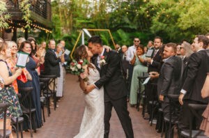 2023 Allison and Max Black White and Green Courtyard Wedding