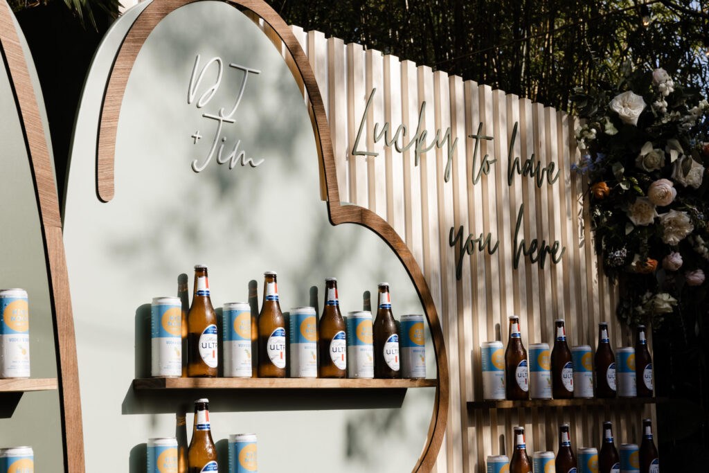 Lucky in Love St Patrick's Day Wedding Beer Wall Wedding Reception Decor Inspiration