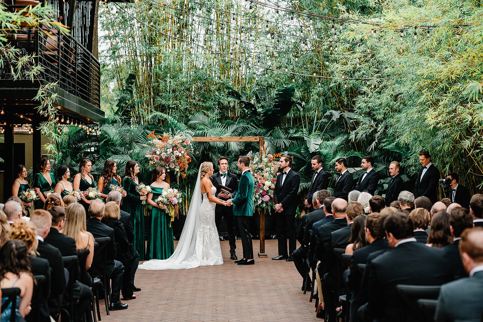 2024 Lush brick and bamboo courtyard wedding of Lauren and Carl at historic downtown St. Pete, Florida wedding venue, NOVA 535