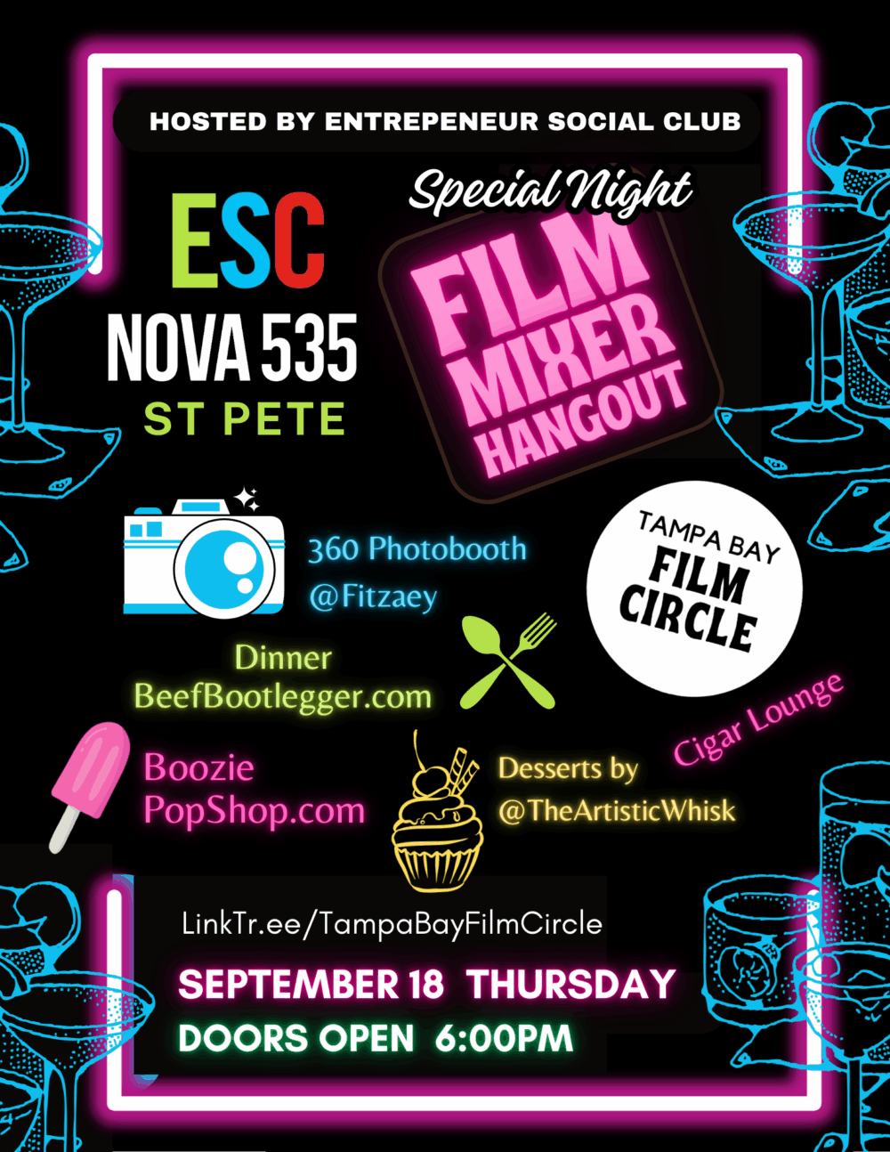Tampa Bay Film Circle at NOVA 535 with the Entrepreneur Social Club on Thursday September 18, 2025 from 6pm to 11pm