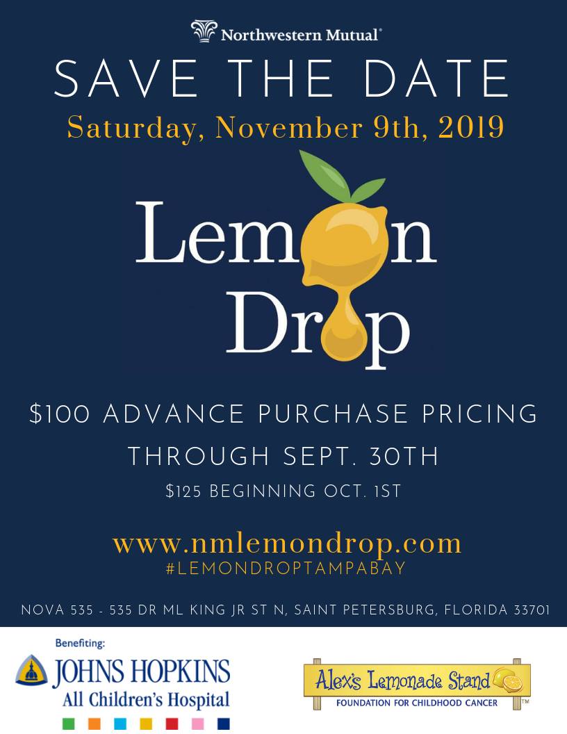 Saturday November 9, 2019 it's Lemon Drop 2019 Charity Fundraiser at historic downtown St. Pete venue NOVA 535