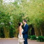 Modern, Florida Bride and Groom in Outdoor Bamboo Courtyard, | Downtown St. Pete Unique Wedding Venue NOVA 535